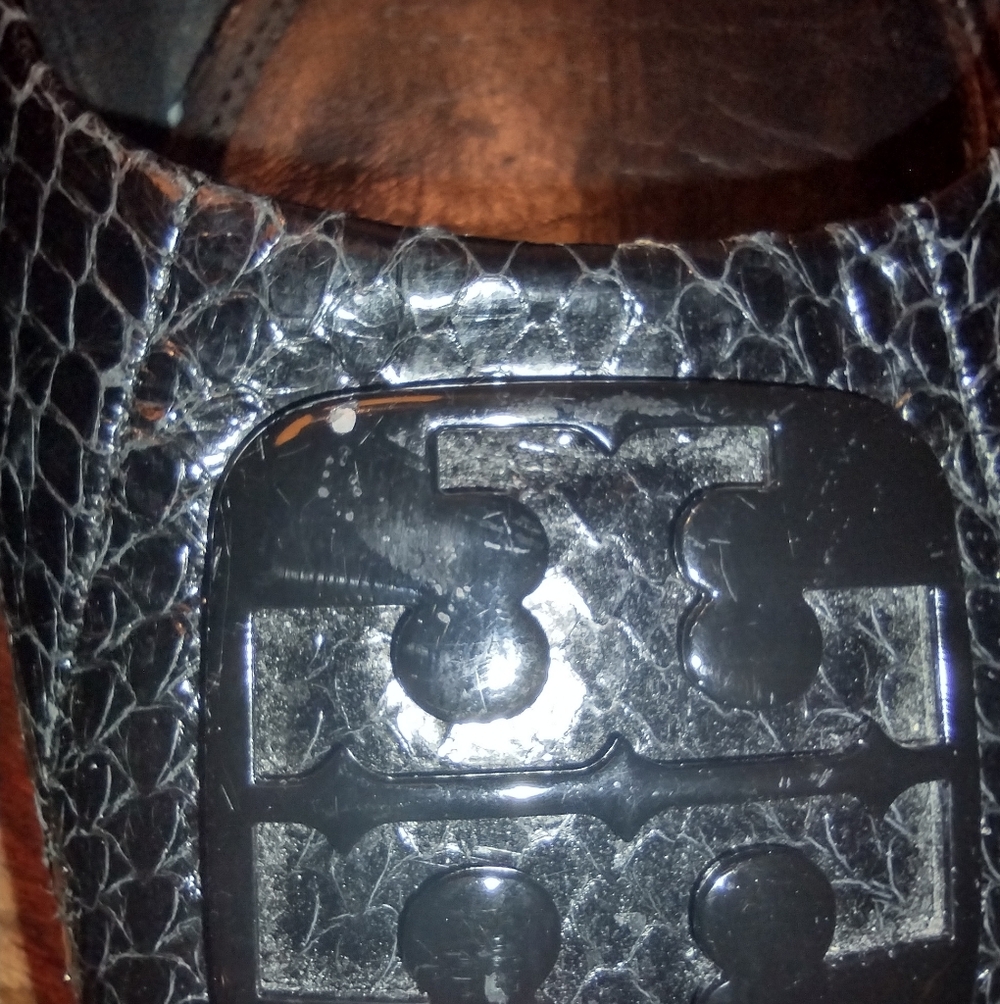 Tory Burch Black Snake Georgia Flats Size 10.5 - Picture 8 of 9
